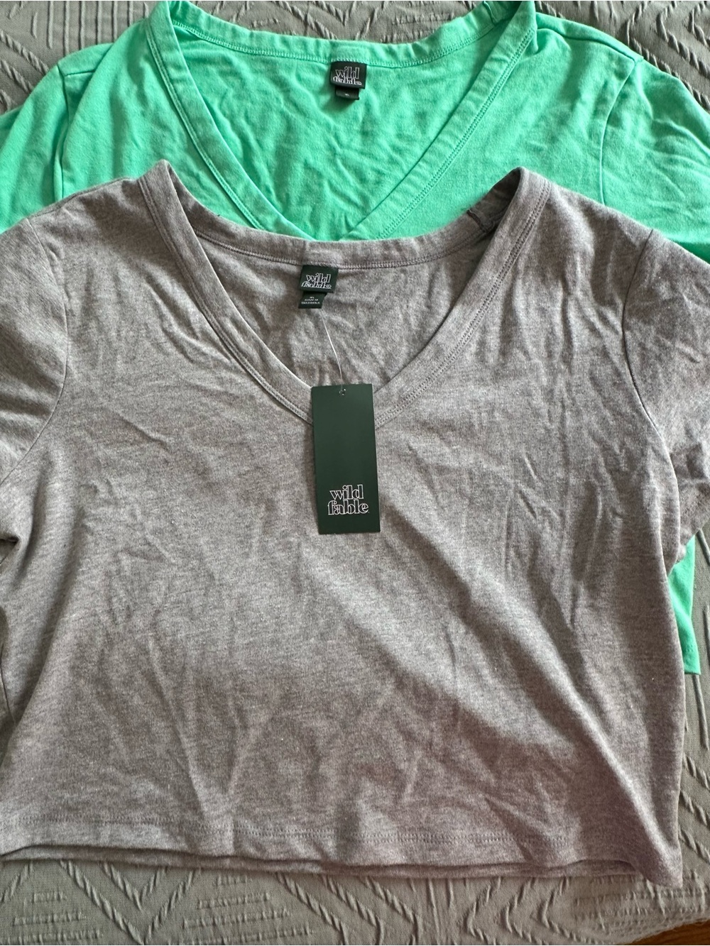 2 Shirt bundle Wild Fable Women’s V-Neck Tee — 1 Gray w/tags and 1 Mint w/o worn